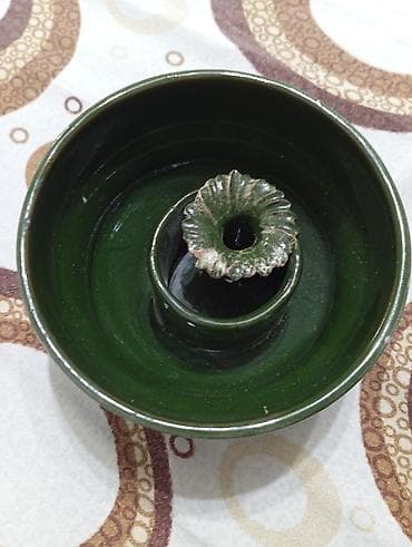 Декор и интерьер: Yaşıl şirəli keramika şamdan/külqabı (iki funksiyalı) - Material — 1