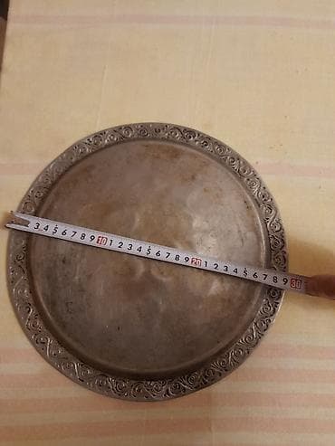 cay: Antiq üslubda metal sini (dəzgah tepsisi) - Material: metal (gümüşü — 3