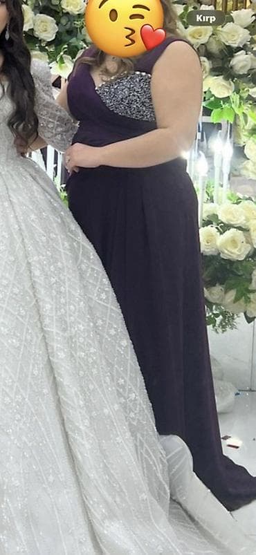 Bənövşəyi rəngdə uzun ziyafət donu - Model: asimmetrik kəsimli — 2