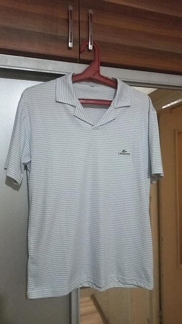 cins koynek: Lacoste kişi polo köynəyi - Rəng: Açıq boz-ağ incə zolaqlı - Model — 1