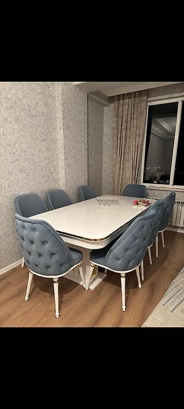 stul: Məhsul: Yemək otağı üçün masa–stul dəsti - Masa: Açılmayan halda — 1