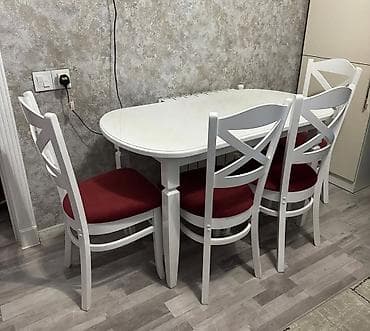 perla stul: Ağ rəngdə yemək dəsti – oval formalı masa və 4 ədəd stul. - Stil — 1
