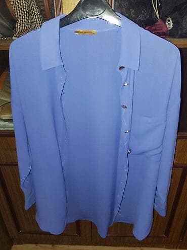 Другая женская одежда: Mavi qadın köynəyi - Rəng: parlaq mavi - Model: klassik yaxalıqlı — 1