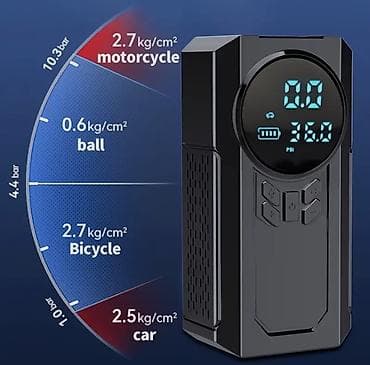 Nəqliyyat: Akkumulyatorlu 3‑ü‑1 Kompressor Funksiyalar: - Nasos: təkər, top — 4