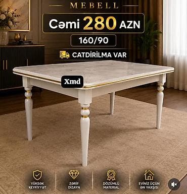 su dalgasi fen: Mebell – Zərif dizaynlı yemək masası Ölçü: 160 x 90 sm Qiymət: Cəmi — 1