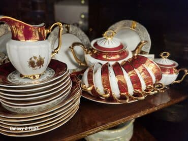 Столовые приборы: Чайный набор, цвет - Золотой, Фарфор, 6 персон, Чехия — 2