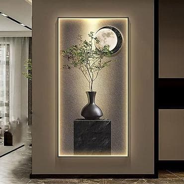 Dekorativ divar paneli – LED arxa işıqlandırmalı müasir interyer — 1