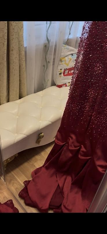 toy libası: Bordo rəngdə uzun ziyafət/gecə libası -Beden 44 - Model: balıq — 7