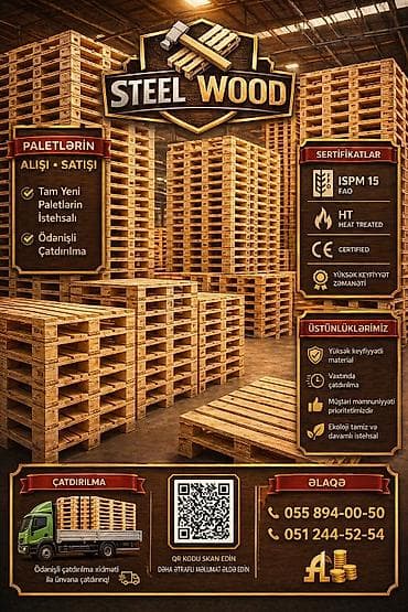 Pallet, 800 х 1200 sm, Ödənişli çatdırılma