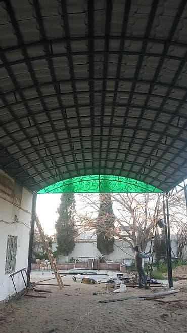 Metall konstruksiyalı darvazaüstü/böyük həyət çardağı – istehsal və