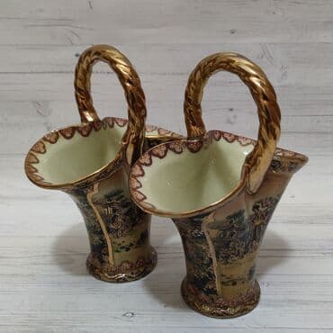 qedmi qablar: Satsuma antik səbətlər Əl boyaması — 1