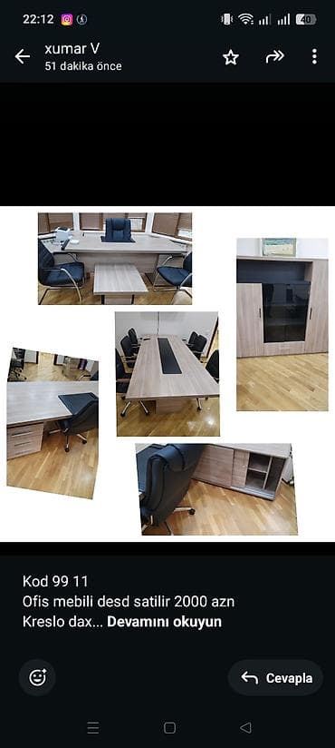 Ofis masaları: Kod 99 11 Ofis mebili desd satilir 2000 azn Kreslo daxil hamisi — 1