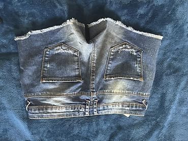şort: - Məhsul: Cins şort - Parça: Denim (klassik mavi rəng, yüngül elastik) — 2