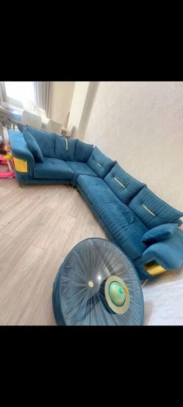 bufik: Künc divan, Açılmayan, Bazasız, Vеlur parça, Çatdırılma yoxdur — 1