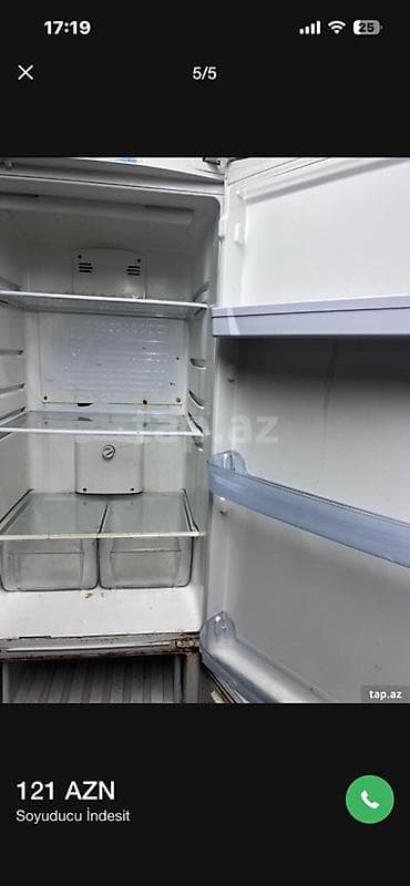 soba satilir: İşlənmiş 2 qapılı Indesit Soyuducu Satılır, rəng - Ağ — 1