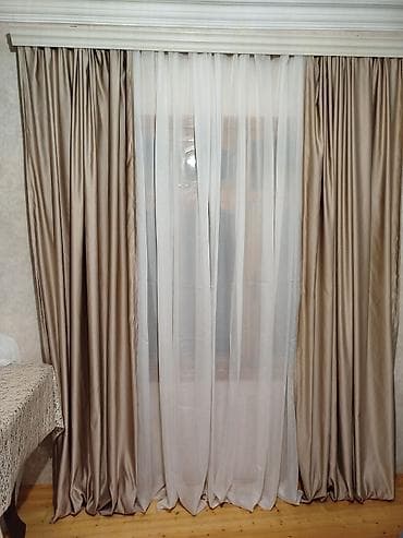 İkiqat pərdə dəsti - Tərkib: Qalın dekorativ pərdə + nazik tül - — 2
