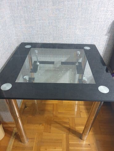 стол на кухню стеклянный: Классический стол, Нераскладной, Стекло, Квадратный стол — 3