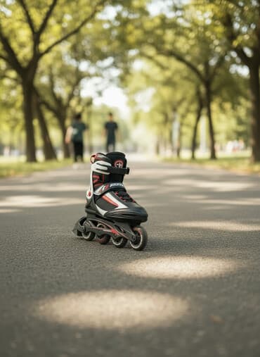 Moskviç: Inline təkərlilər (roller skates) – 4 təkərli, qara-qırmızı-ağ dizayn — 1
