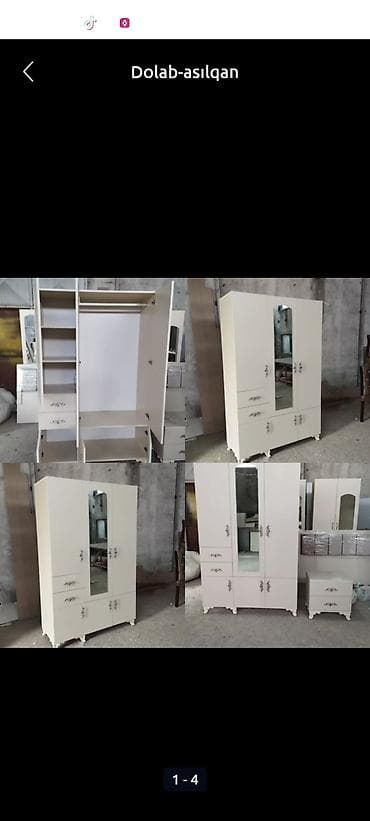 çekmece: Yeni, 3 qapılı, Güzgülü, Bej, Digər material, Açılan, Düz dolab — 2