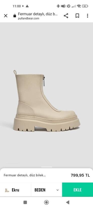 qiz ucun botlar: Pull&Bear, Ölçü: 40, rəng - Ağ, İşlənmiş — 1