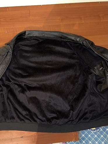 kişi godəkcələri: Qara kişi gödəkçəsi – süni dəridən - Klassik düz kəsim, çevik yaxalıq — 3