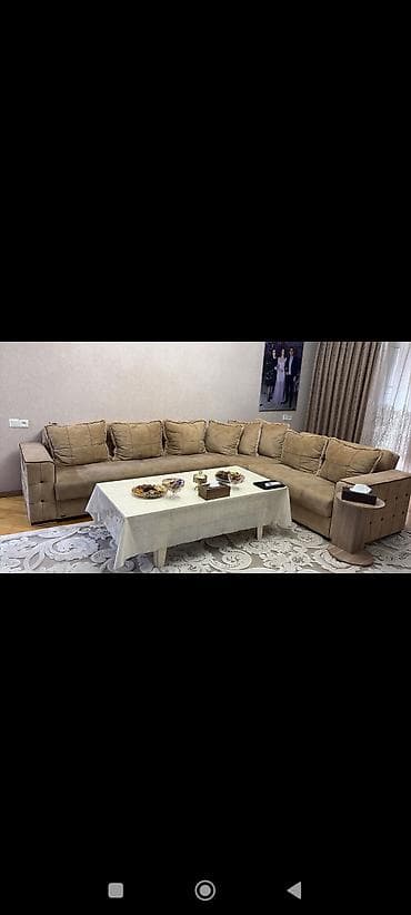divan stolu: Bej rəngli künc divan dəsti.cox gozel - Forma: L-şəkilli, böyük — 2