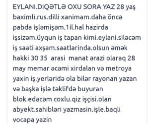 работа уборщицы в баку: Ofisiant, Qadın, 28 il, 1-2 illik təcrübə — 1
