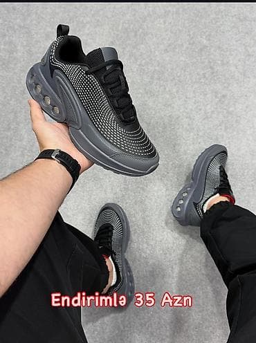 Unisex idman ayaqqabısı – boz və qara rəng kombinasiyası, mesh üst