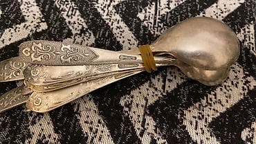 lustur ucuz: Gümüş qab-qacaq – qaşıq dəsti - Material: damğa vurulmuş gümüş — 2
