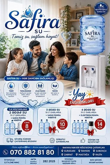 temiz bal: 💧 Safira Su 19 LT içməli su – 3.50 qəpik ✅ Təmiz və keyfiyyətli — 9