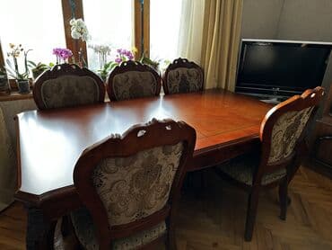ремонт стульев: Qonaq otağı üçün, İşlənmiş, Transformer, Dördbucaq masa, 8 stul — 2