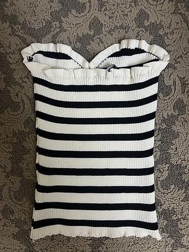 nike tech: Zolaqlı strapless trikotaj top - Model: qolsuz, çiyinləri açıq — 5