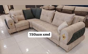 Künc divan dəstləri Model 1: - Rəng: krem-bej və tünd yaşıl