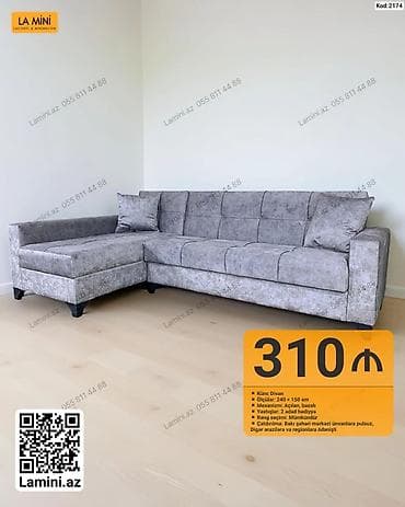 Künc divan – Kod: 2174 - Ölçülər: 240 × 150 sm - Mexanizm: Açılan — 1