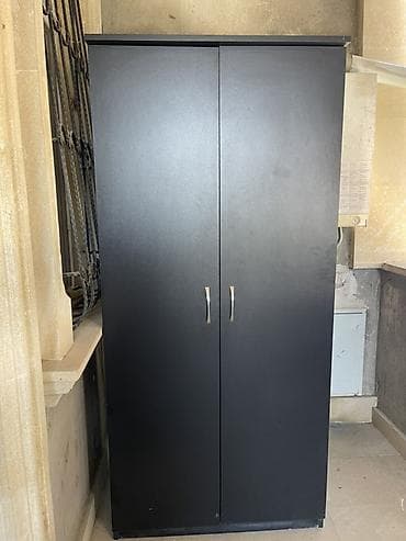 paltar sfaneri: İkiqapılı qarderob şkafı - Rəng: mat qara - Material: laminat/LDSP - — 3