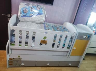 стул стремянка трансформер: Oğlan və qız üçün, İşlənmiş, Dördbucaq, Beşik, Matras ilə, Yellənmə mexanizm ilə — 1