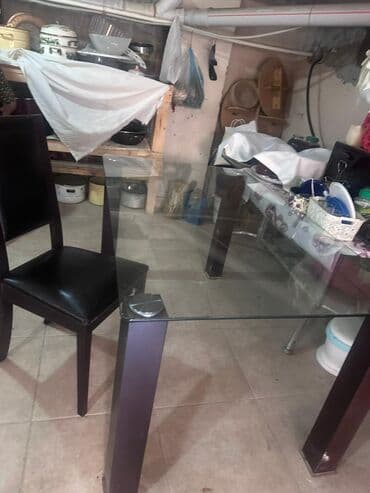 cay evi ucun dican stolar isdenmis: Şüşə masa və 6 oturacaq normal vəziyyətdədir əlaqə nömrəsi aşağıdadır — 2