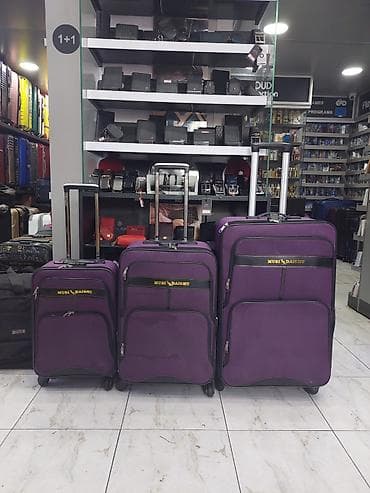 Çamadanlar: MUSU DAISHU tekstil çamadan dəsti – bənövşəyi rəngdə, 3 ölçüdə - — 1