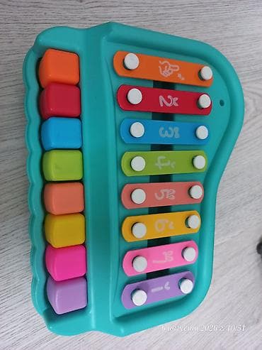Oyuncaqlar: Uşaq üçün rəngarəng ksilofon-piano oyuncağı - 8 notalı metal ksilofon — 1