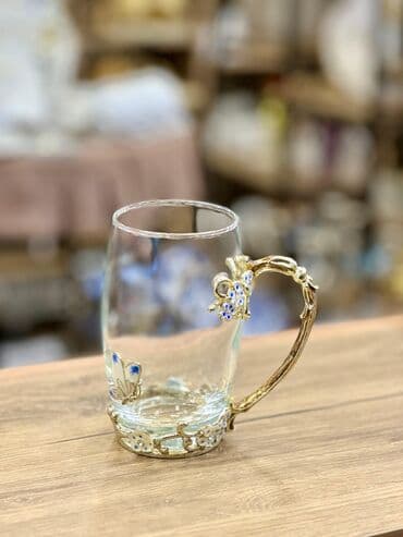 demir qab: Fincanlar, rəng - Qızılı, Şüşə, 1 əd, 250 ml, Türkiyə — 5