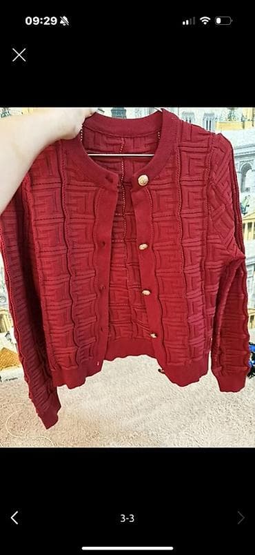 oversize jaket: Qadın kardiqanı – yeni hec geyinilmeyib yaz ucun şərab-qırmızı rəngdə — 2