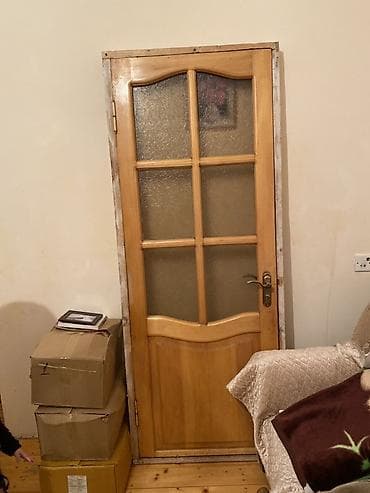 pasdel desti: Taxta otaq qapısı – şüşəli modellə - Material: təbii ağac (işlənmiş — 1