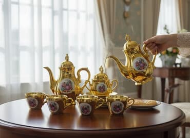 yasil kofe qiymeti: Qəhvə dəsti, rəng - Qızılı, 6 nəfərlik, Yaponiya — 1