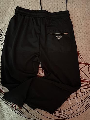 kişi godəkcə: Qara rəngli kişi şalvarı – idman üslubunda - Model: düz kəsim — 3