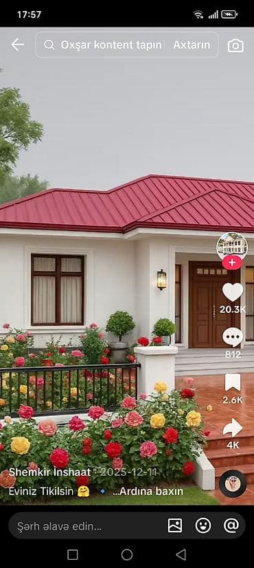 Rayonda, kiraye ev - Bolçiçəkli, çəhrayı rəngli qızılgül kolu – bağ və