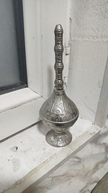 Dekorativ süfrə qabları və metal şamdan/kolba - Kobalt-mavi dekorlu — 3