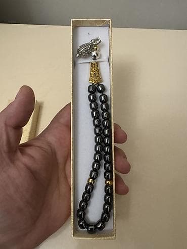 təsbeh daşları: Hematit tespih – hədiyyə qutusunda - Material: parlaq qara-boz — 3