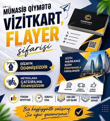 ucuz vizitka capı: Münasib qiymətə “ Vizitkart Flayer “ sifarişi Dizayn və Metrolara — 1
