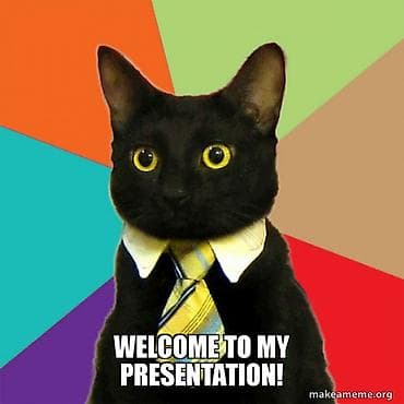 Məhsul: “Welcome to my presentation!” məzmunlu mem şəkli (Business Cat