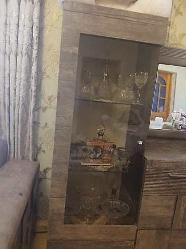 ucuz stol stullar: Qonaq otağı üçün vitrinli bufet-dolap dəsti - Material: laminat/MDF — 4